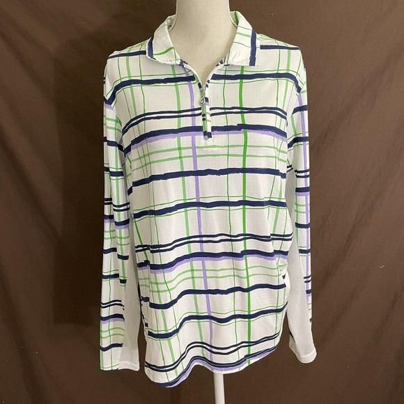 SanSoleil Women UPF 50  Long mesh sleeve 1/4 Zip Golf top shirt Size XL - Picture 1 of 6